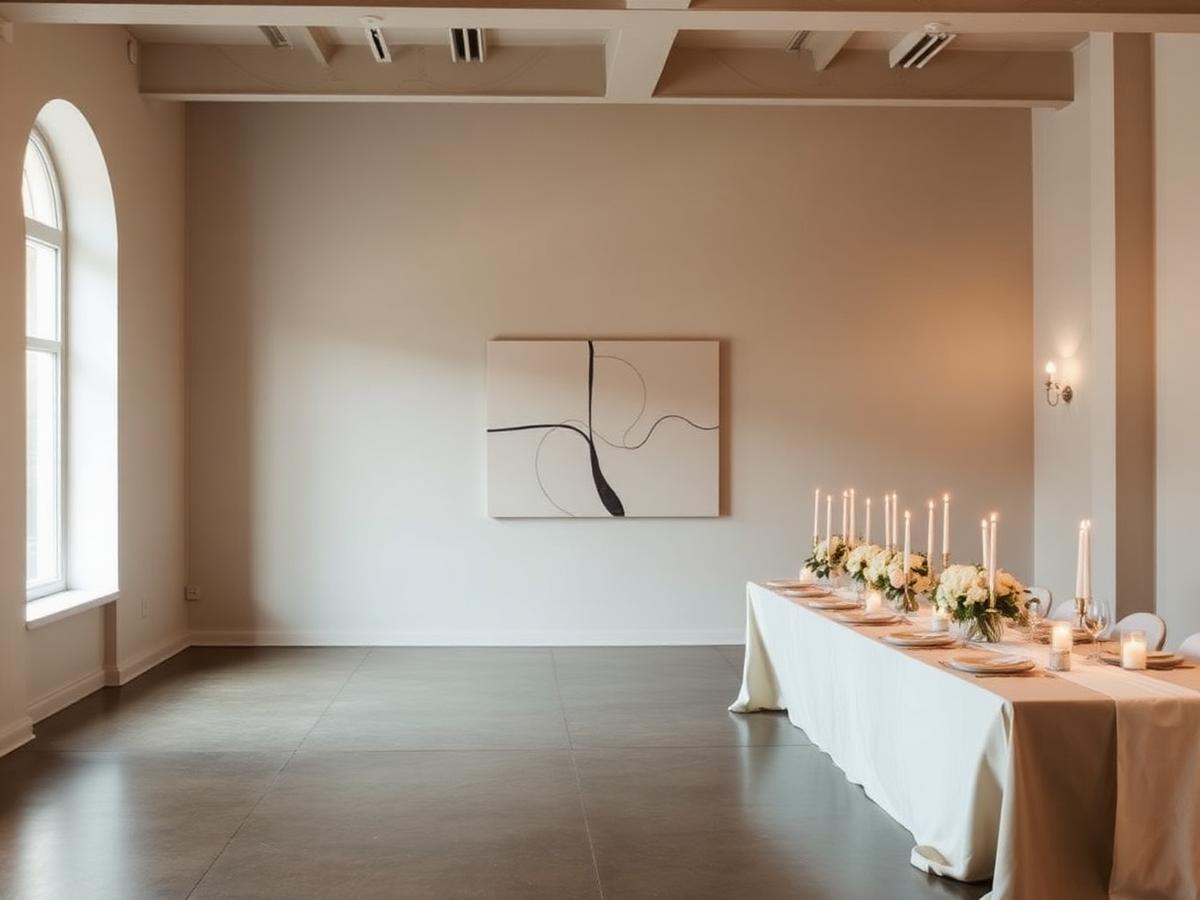Intimate event space with candlelit table